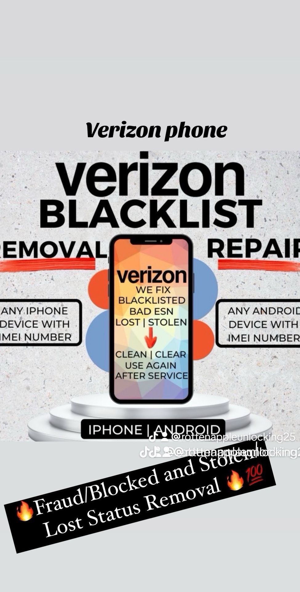 Verizon Unbarring Cleaning Service Blacklisted Removal 